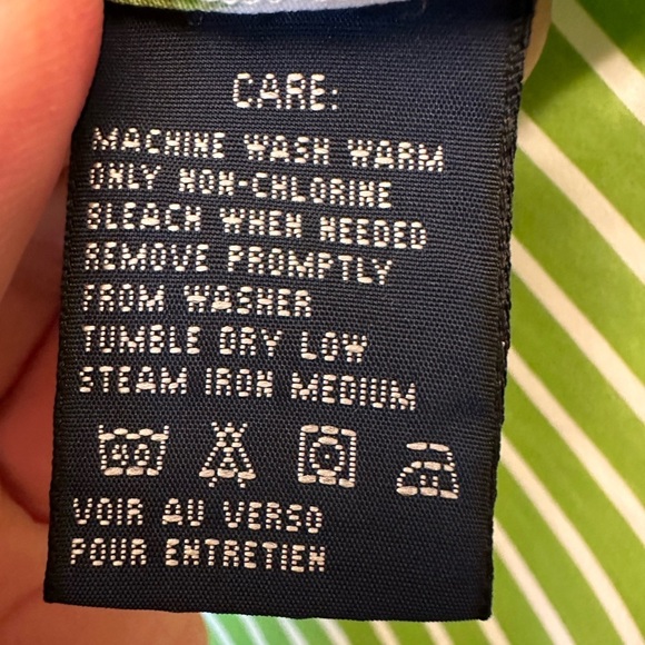 VTG Ralph Lauren Women’s Button Down Lime Green White Stripe Size 6 Pink Logo - Picture 4 of 9